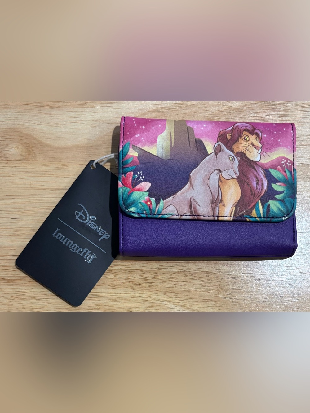 Disney Loungefly Lion King Simba Nala Wallet Purple Tri Fold New With Tags